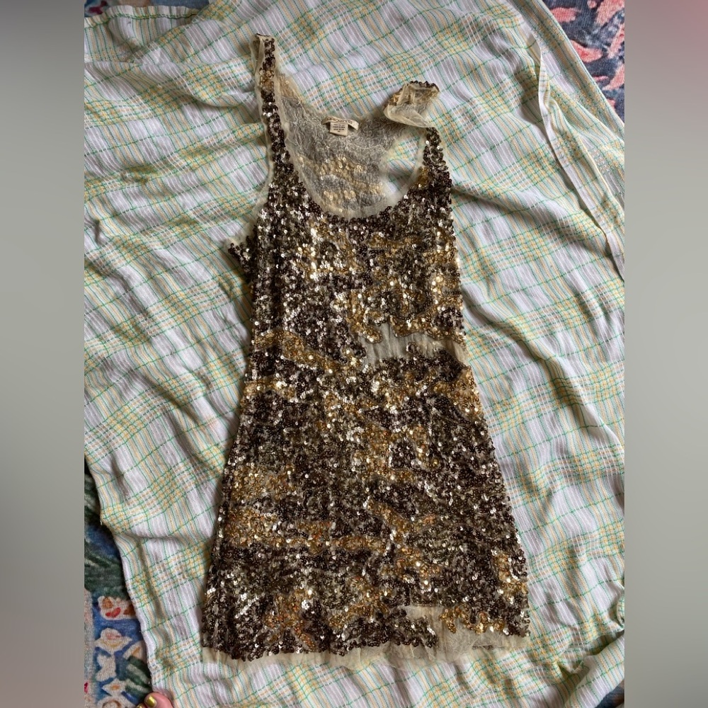 Arden B Gold and Silver Sequin Mini Dress / Top